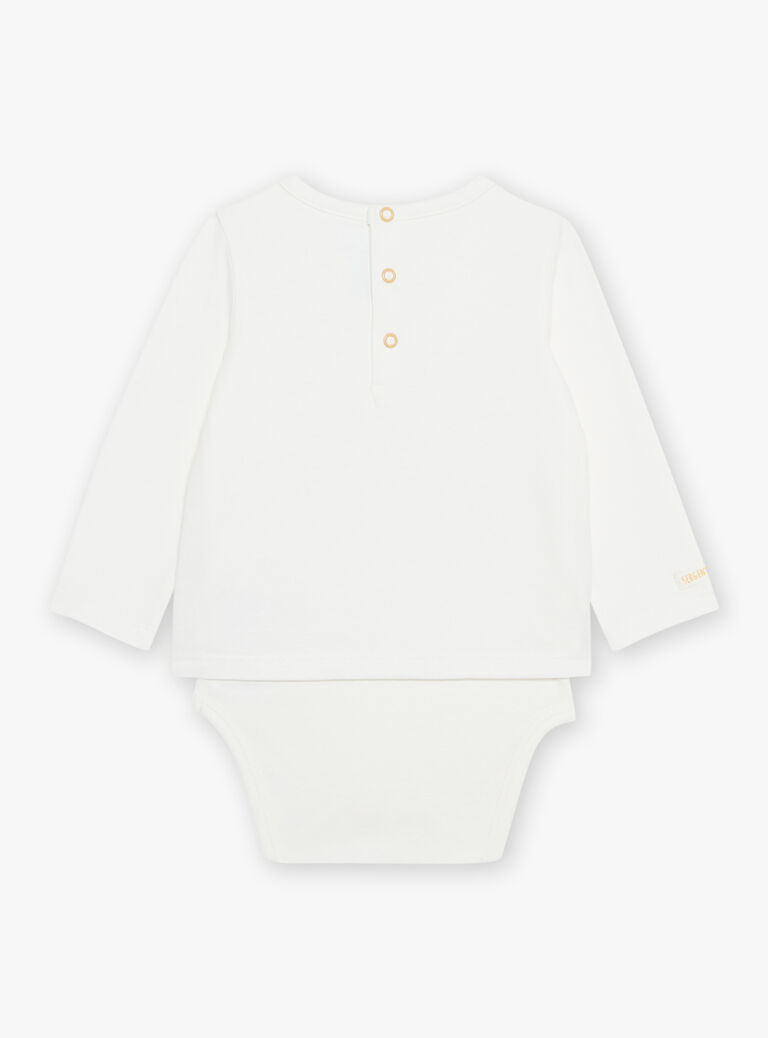 Body-T-shirt écru avec animaux