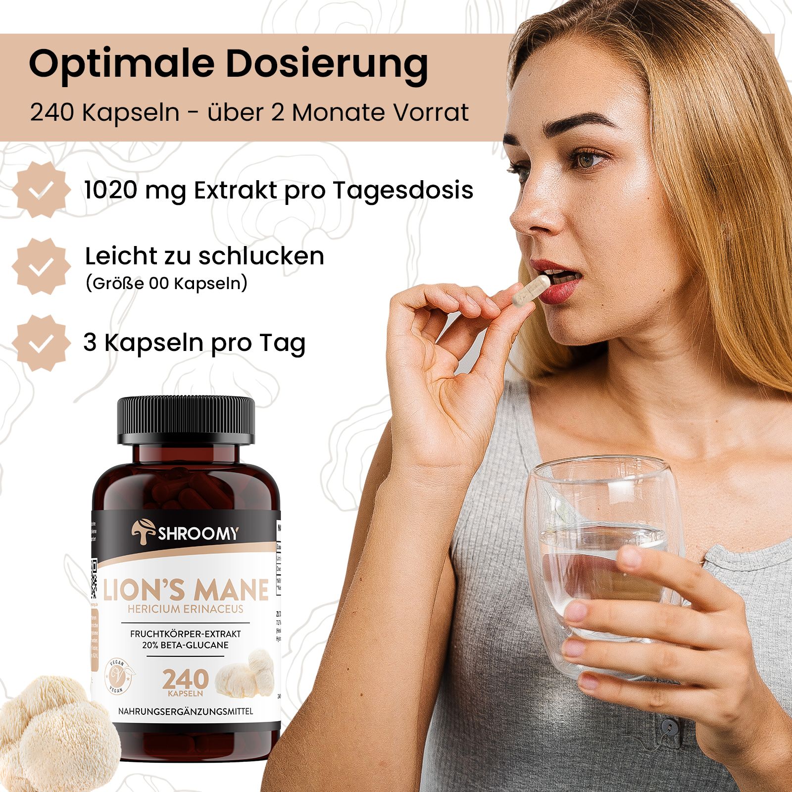 SHROOMY Lions Mane Extrakt Kapseln