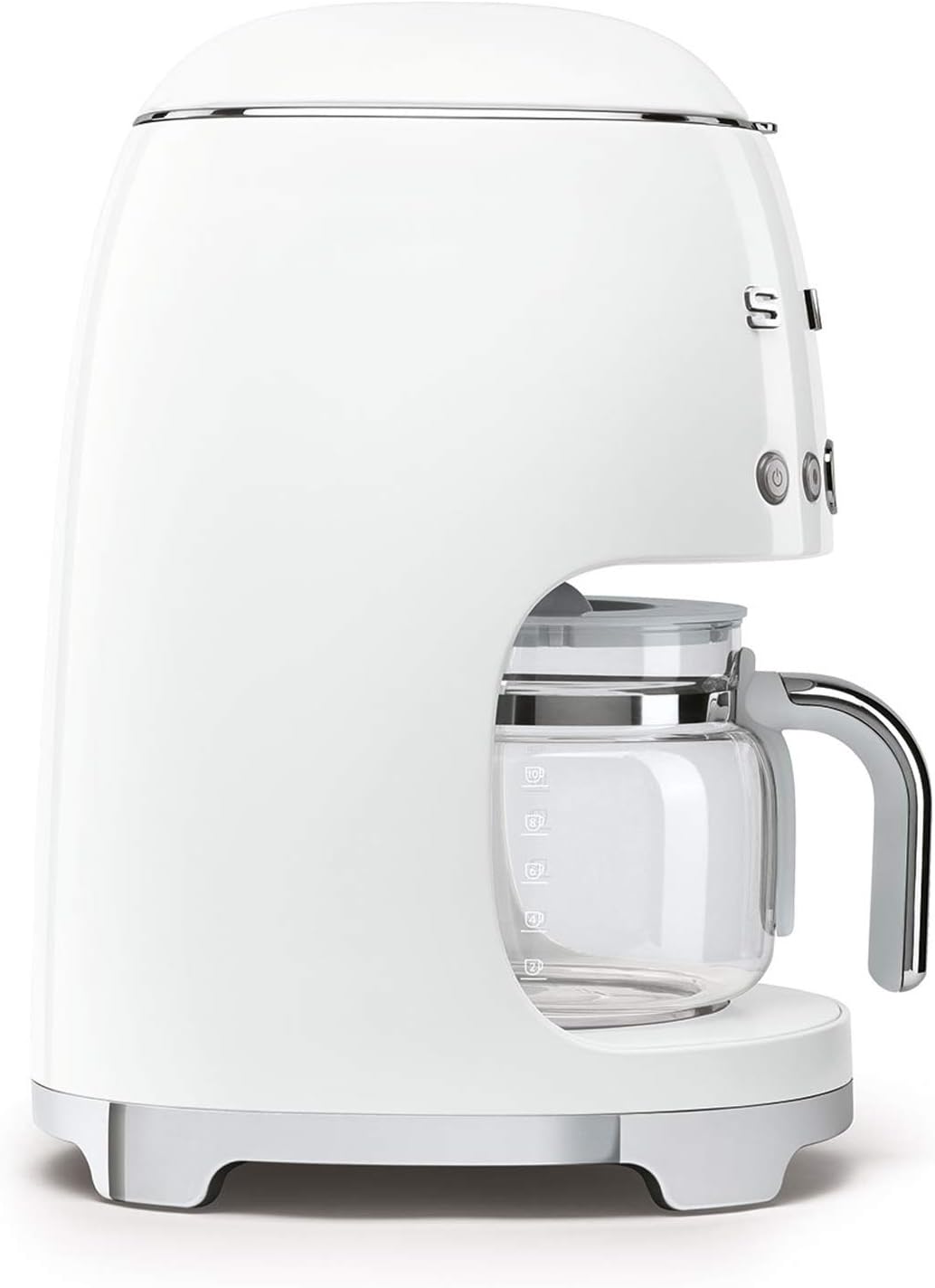 Smeg, DCF02WHEU, Filter-Kaffeemaschine, Aroma und Autostart-Funktion, Glaskaraffe bis 12 Tassen, 2 Intensitätsniveaus, Warmhaltefunktion, 1050W, Weiß