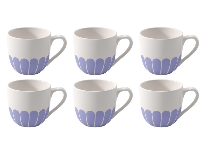 Villeroy & Boch Espressotasse Fleur 70 ml, 6 Stück, Blau Tasse aus hochwertigem Porzellan