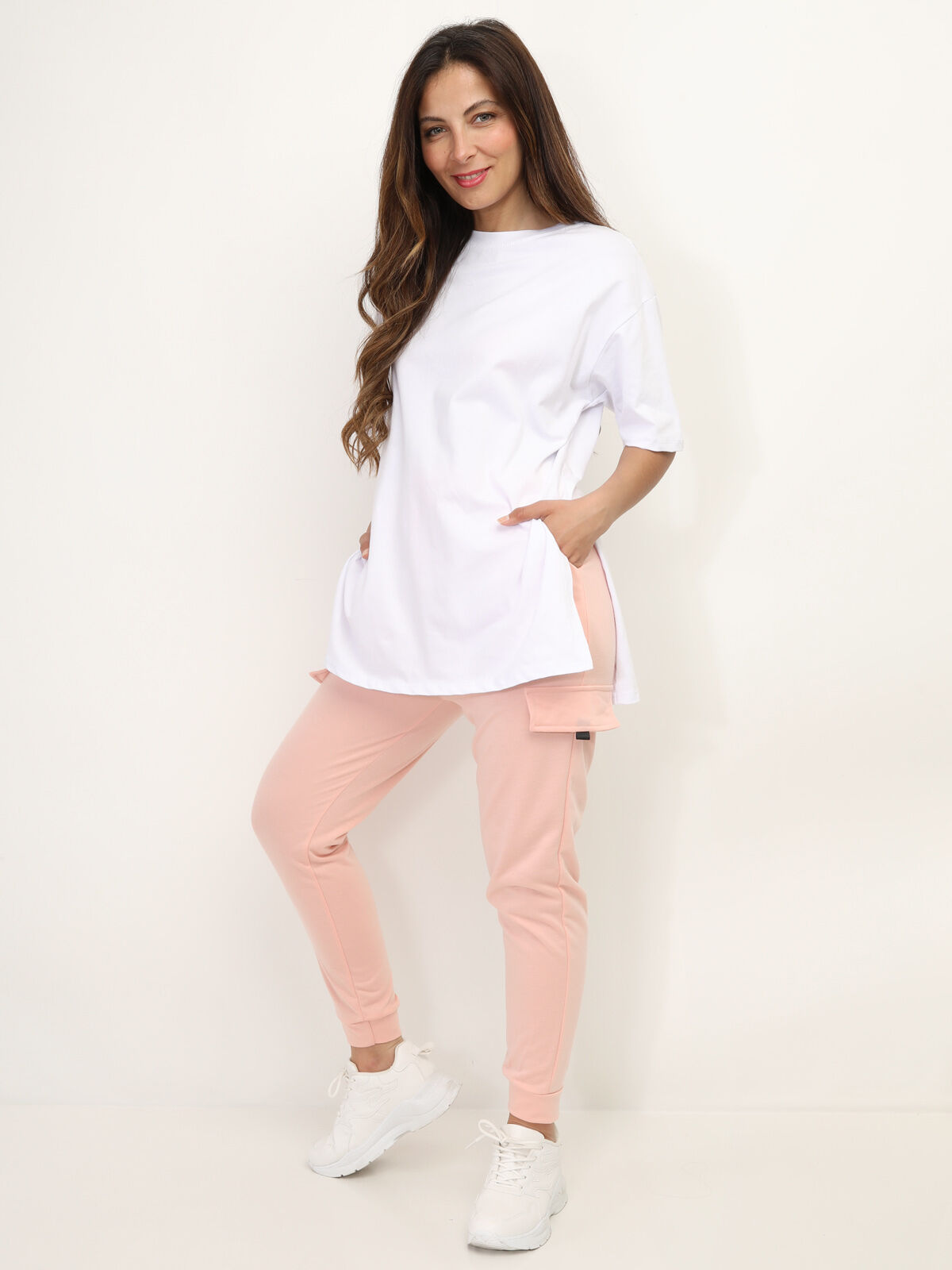 T-shirt oversize fendu sur les côtés- Blanc
