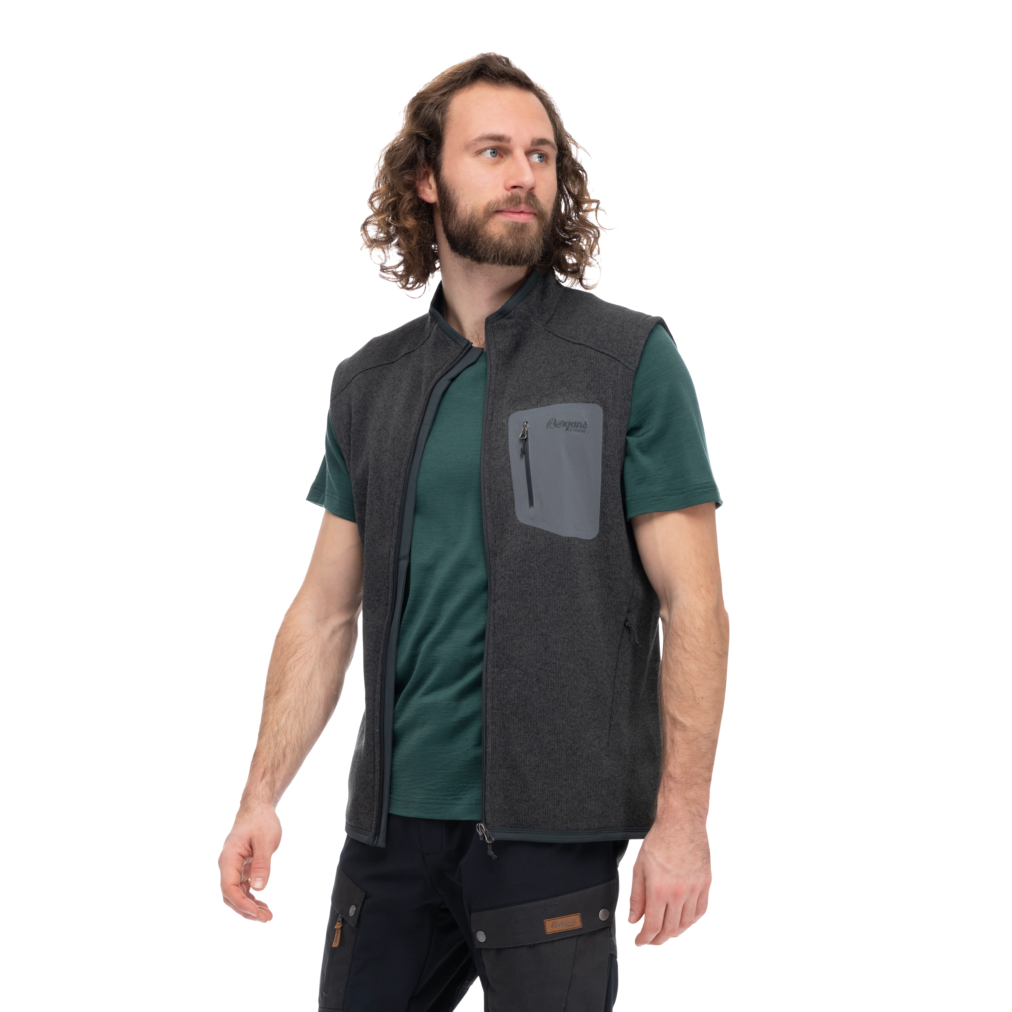 Kamphaug Knitted Vest Men Dark Shadow Grey