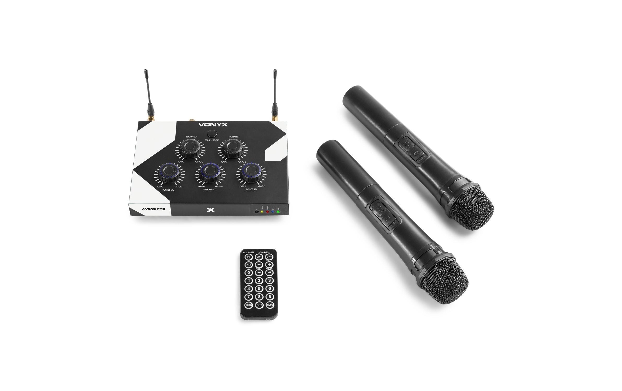 Endstufe Karaoke AV510<br>Kompakter und leichter Mikrofoncontroller mit 2 Mikrofone