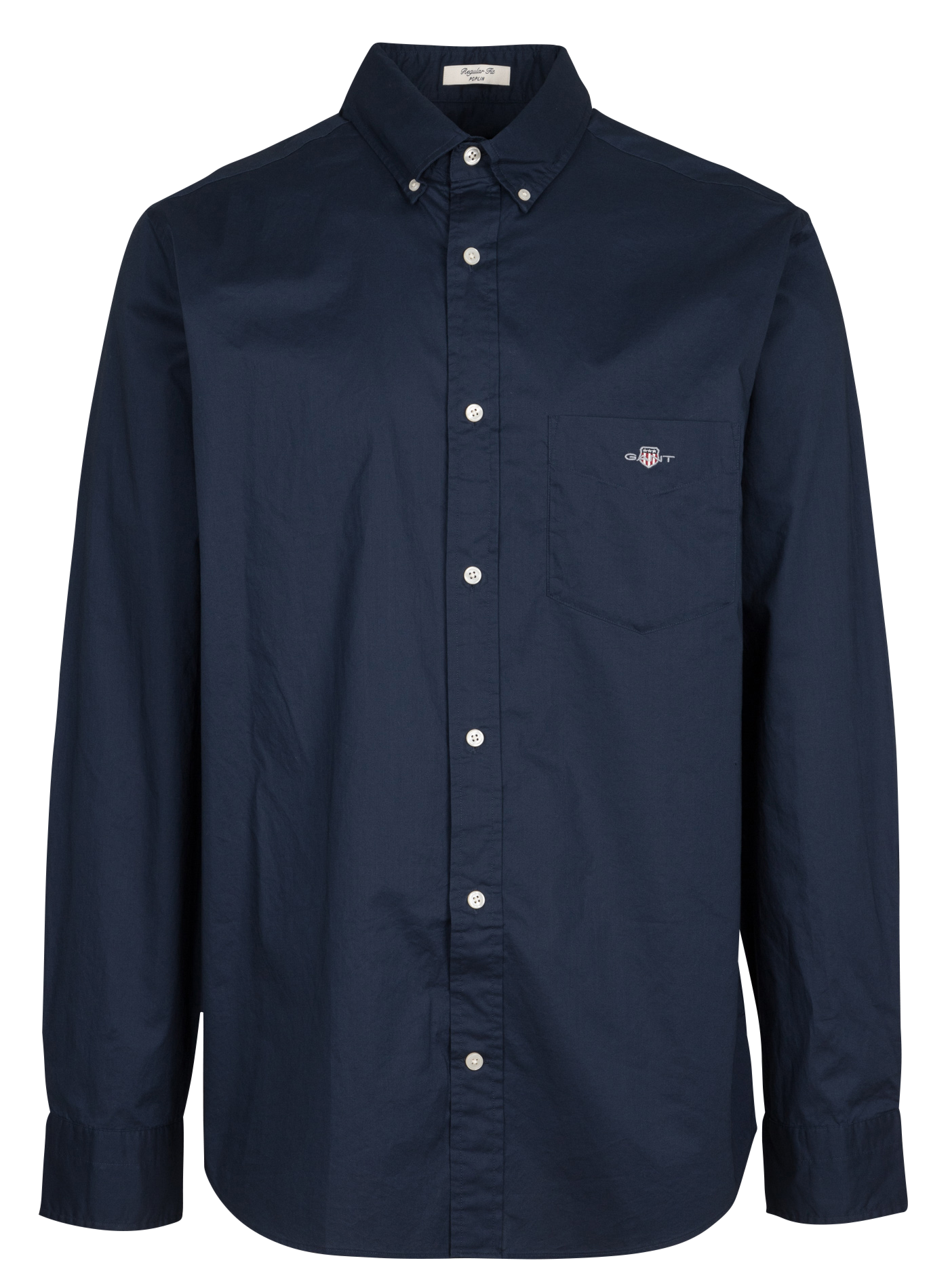 Chemise droite col américain en coton recyclé | Bleu