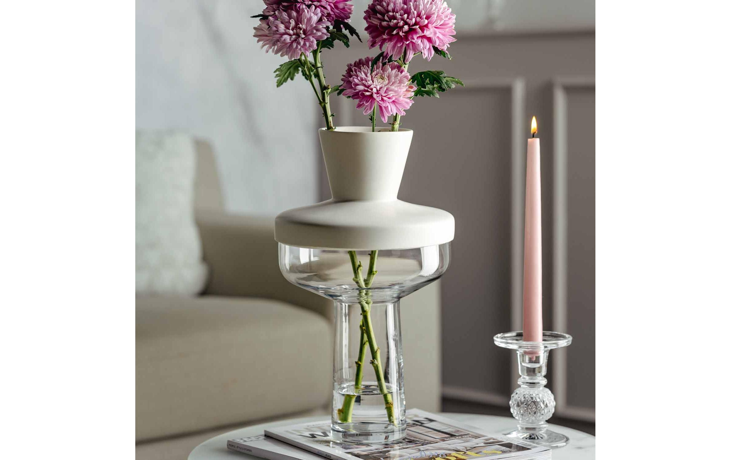 Vase + Top Riva 36 cm, TransparentGlasvase