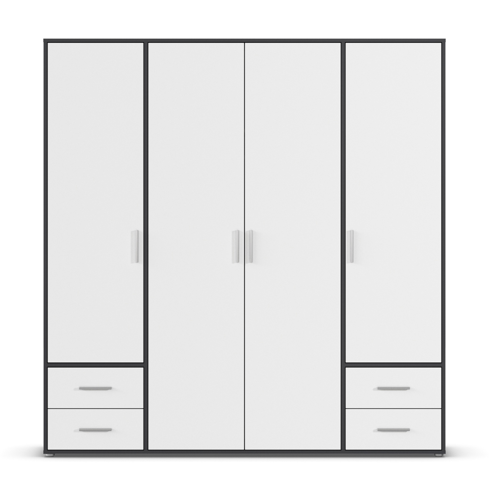 Drehtürenschrank - alpinweiß - grau metallic - 187 cm