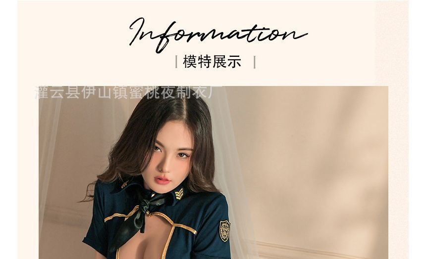 Hotty - Uniform Lingerie Kostuum Top / Stropdas / Slipje / Doorschijnende Kousen / Set