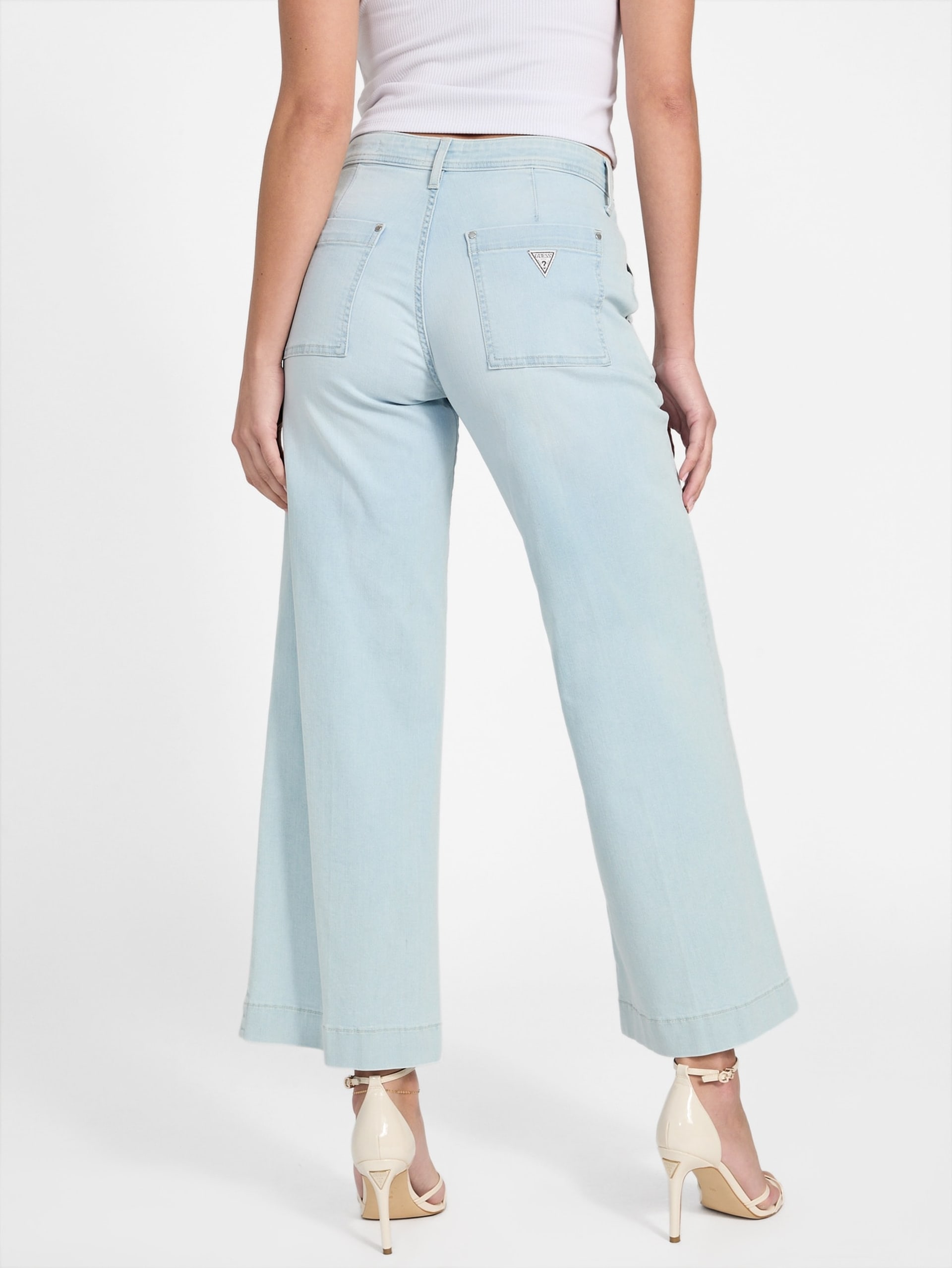 Calça jeans cropped de perna larga Eco Zoya
