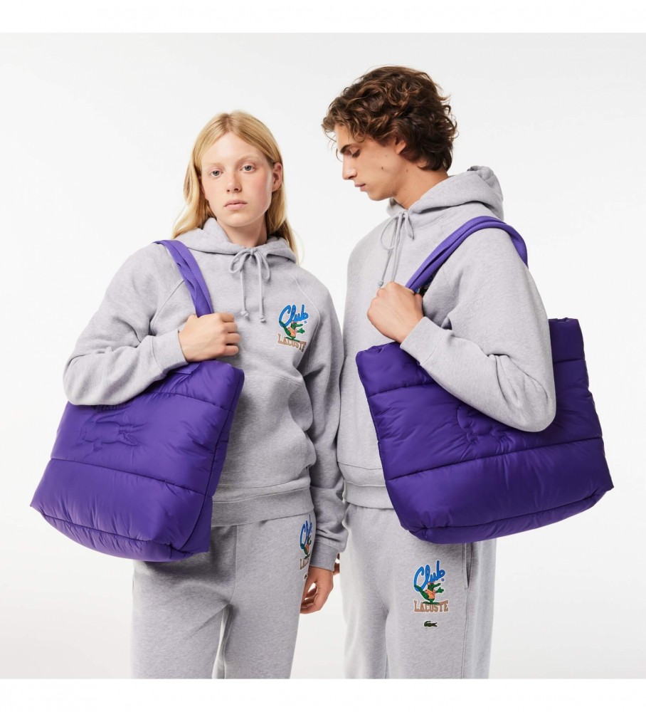 Bolsa tote acolchoada Lacoste Puffy Croc, azul