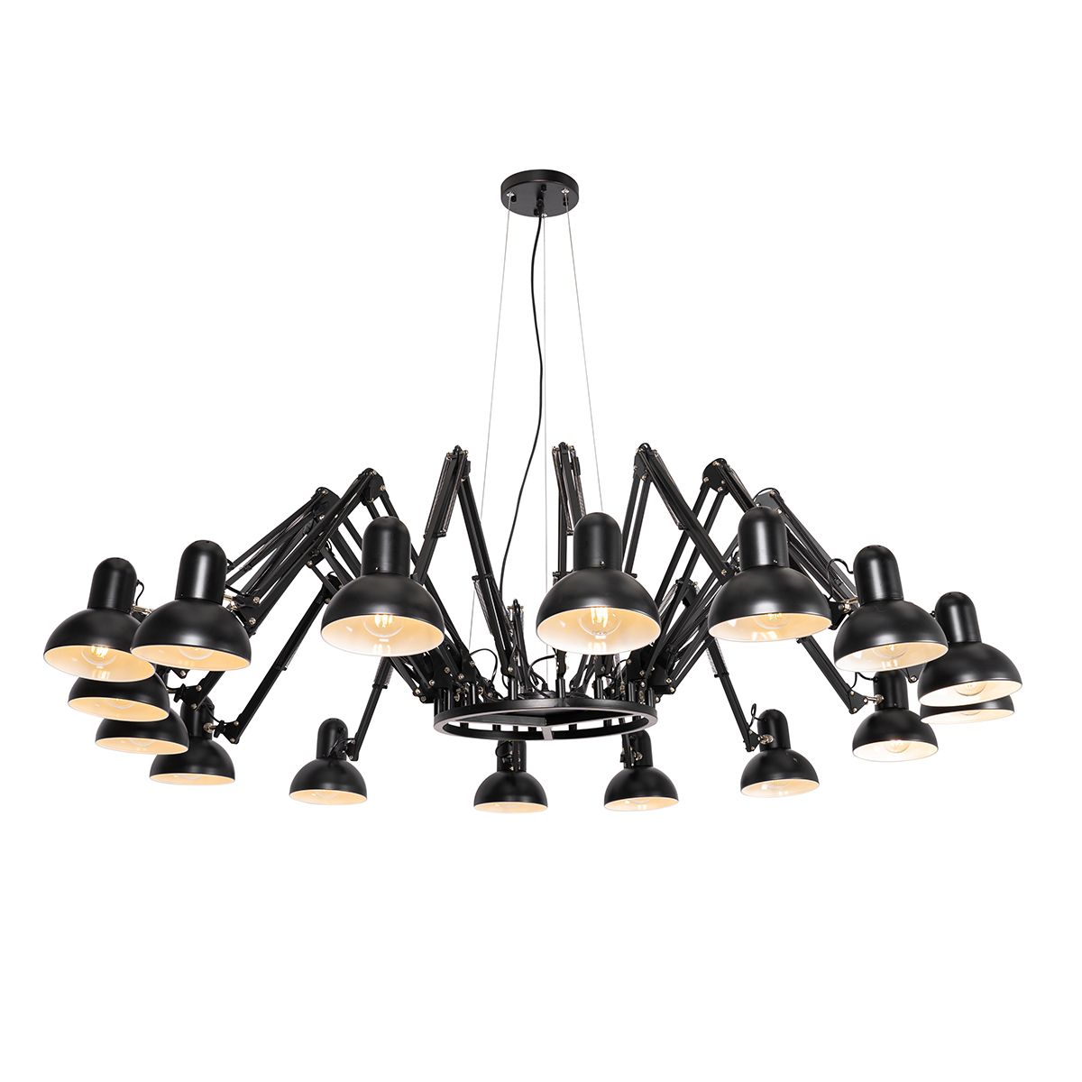 Smart hanglamp zwart 16-lichts verstelbaar incl. 16 Wifi A60 - Hobby Spinne