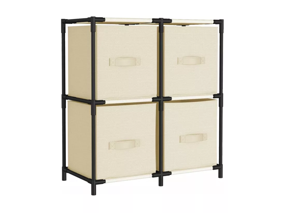Armoire de rangement 4 paniers en tissu Crème 63x30x71 cm Acier