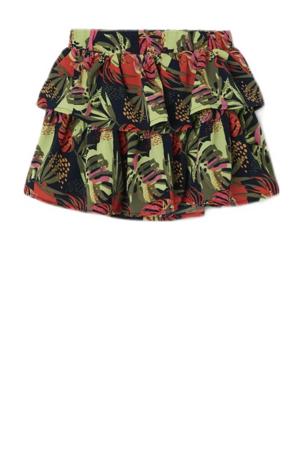 NAME IT gebloemde rok NMFVINAYA groen/donkerblauw/roze