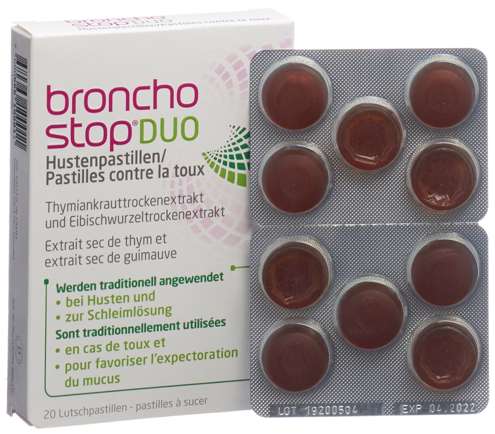 BRONCHOSTOP DUO Hustenpastillen Pastillen Blist 20 Stk