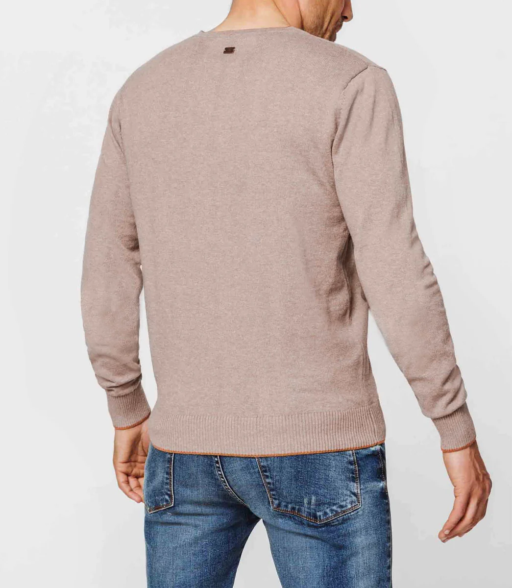 Pull col V taupe chiné