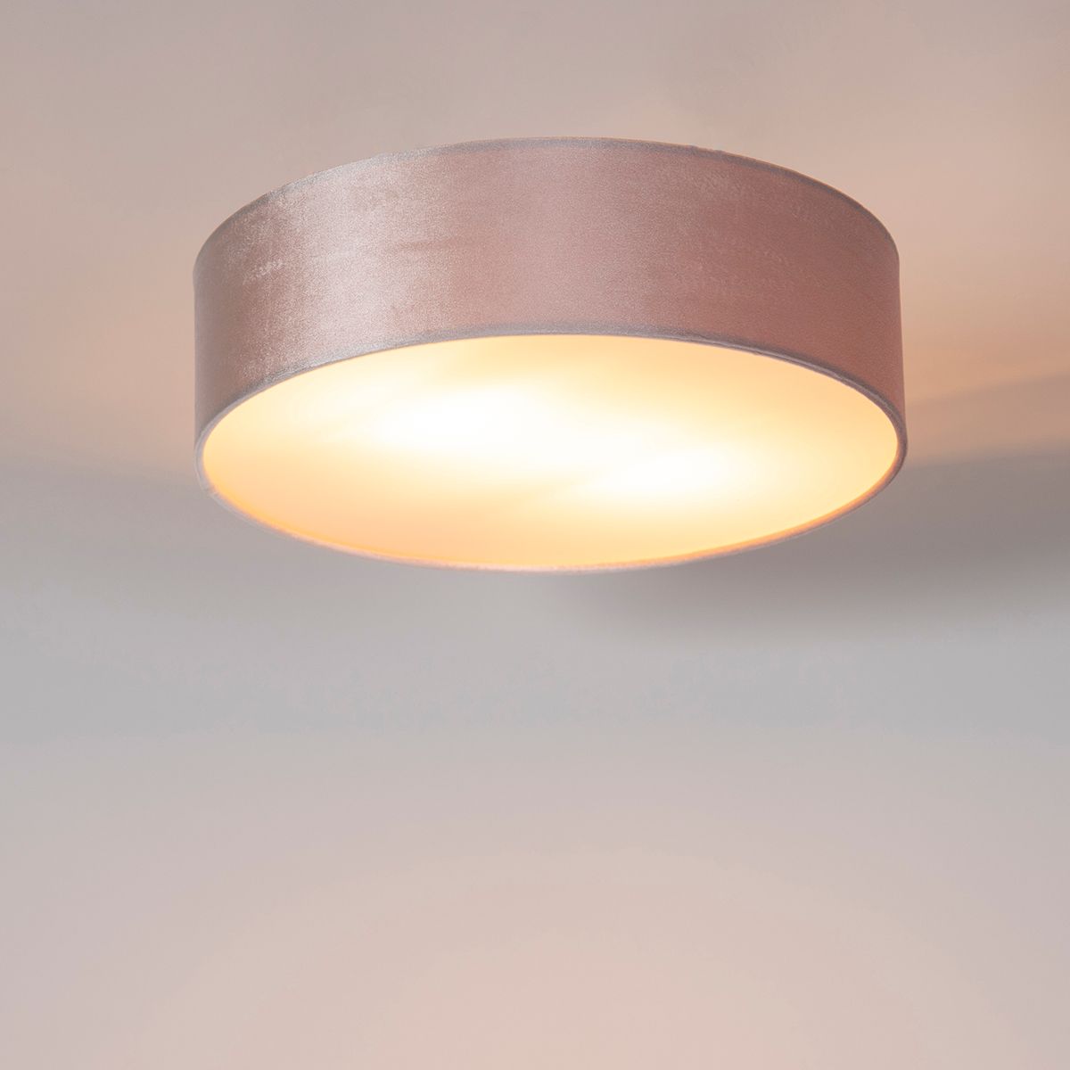 Moderne plafondlamp roze 40 cm met gouden binnenkant - Drum