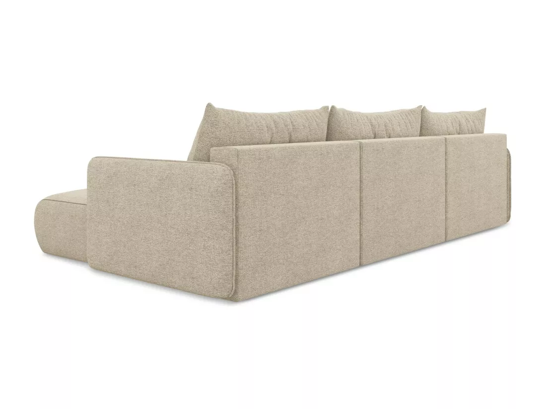 Canapé d'angle panoramique convertible en tissu chenille - beige foncé - NANEA