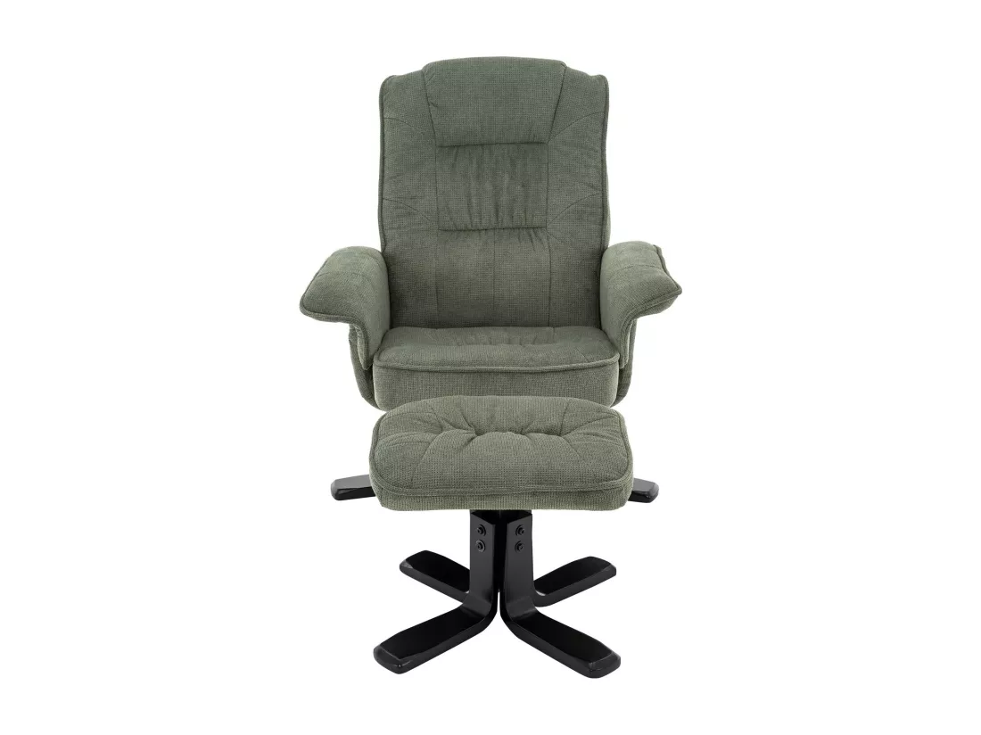IDIMEX Fauteuil de Relaxation Charly avec Repose-Pieds pouf, siège pivotant et Dossier inclinable en tissu vert/noir