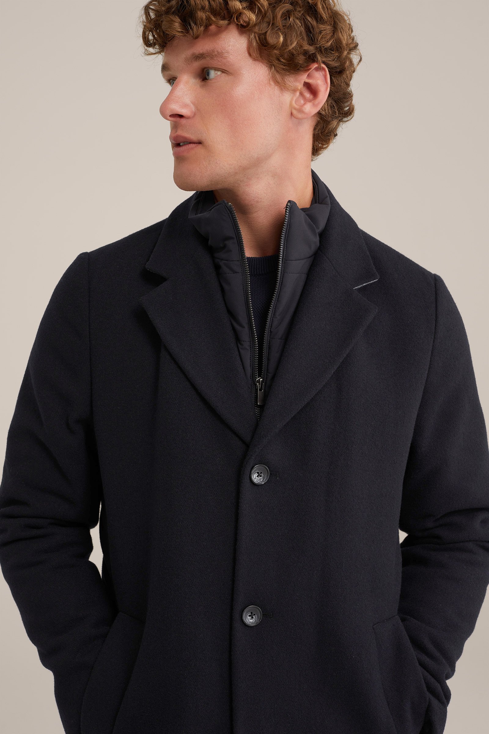 overjas met inzet WE Fashion Donkerblauw