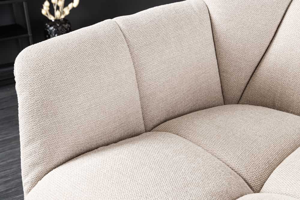 Drehbarer Sessel PAPILLON champagner beige schwarz Metall höhenverstellbar mit Armlehne