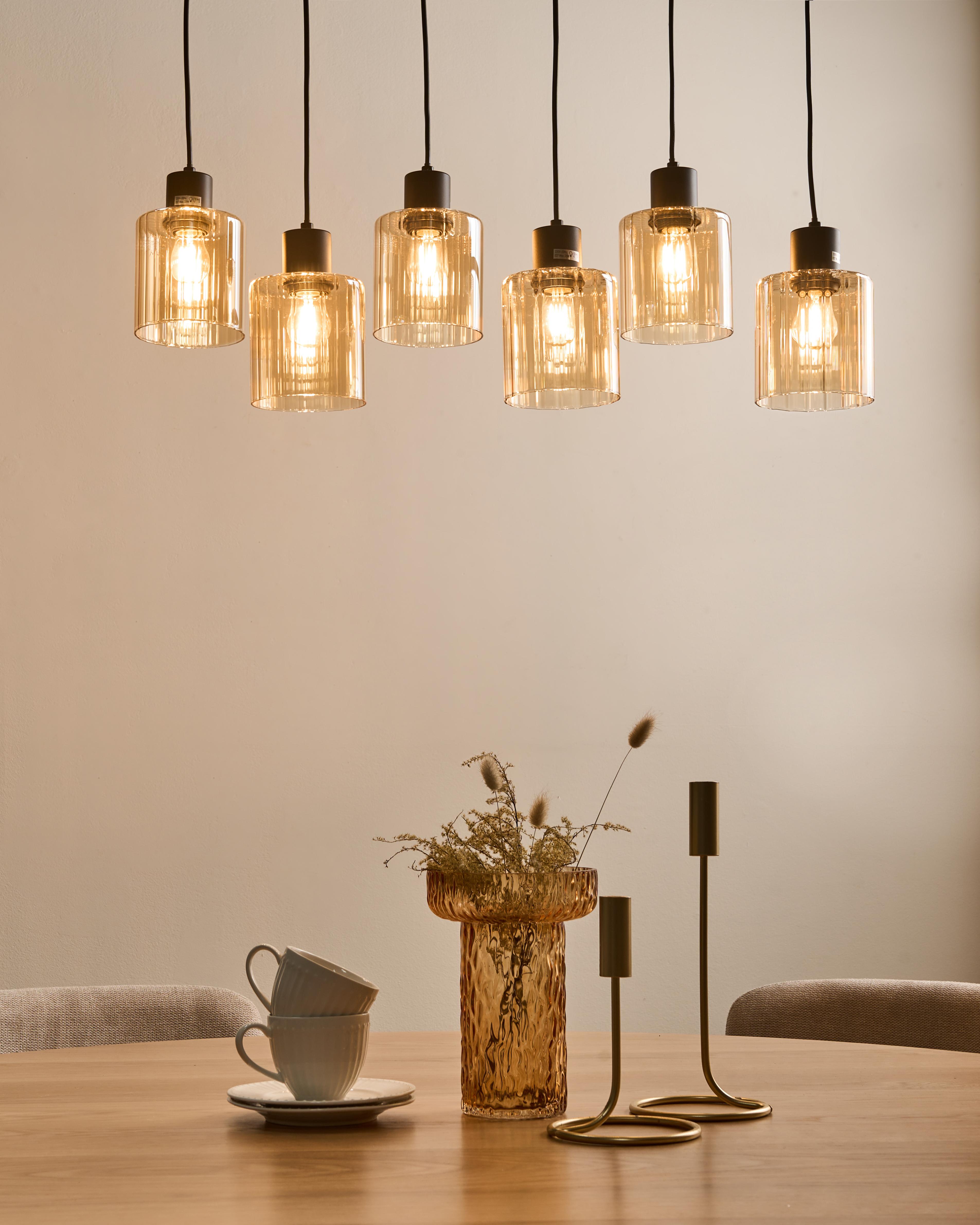 6-lichts hanglamp KITARE Glas Beige