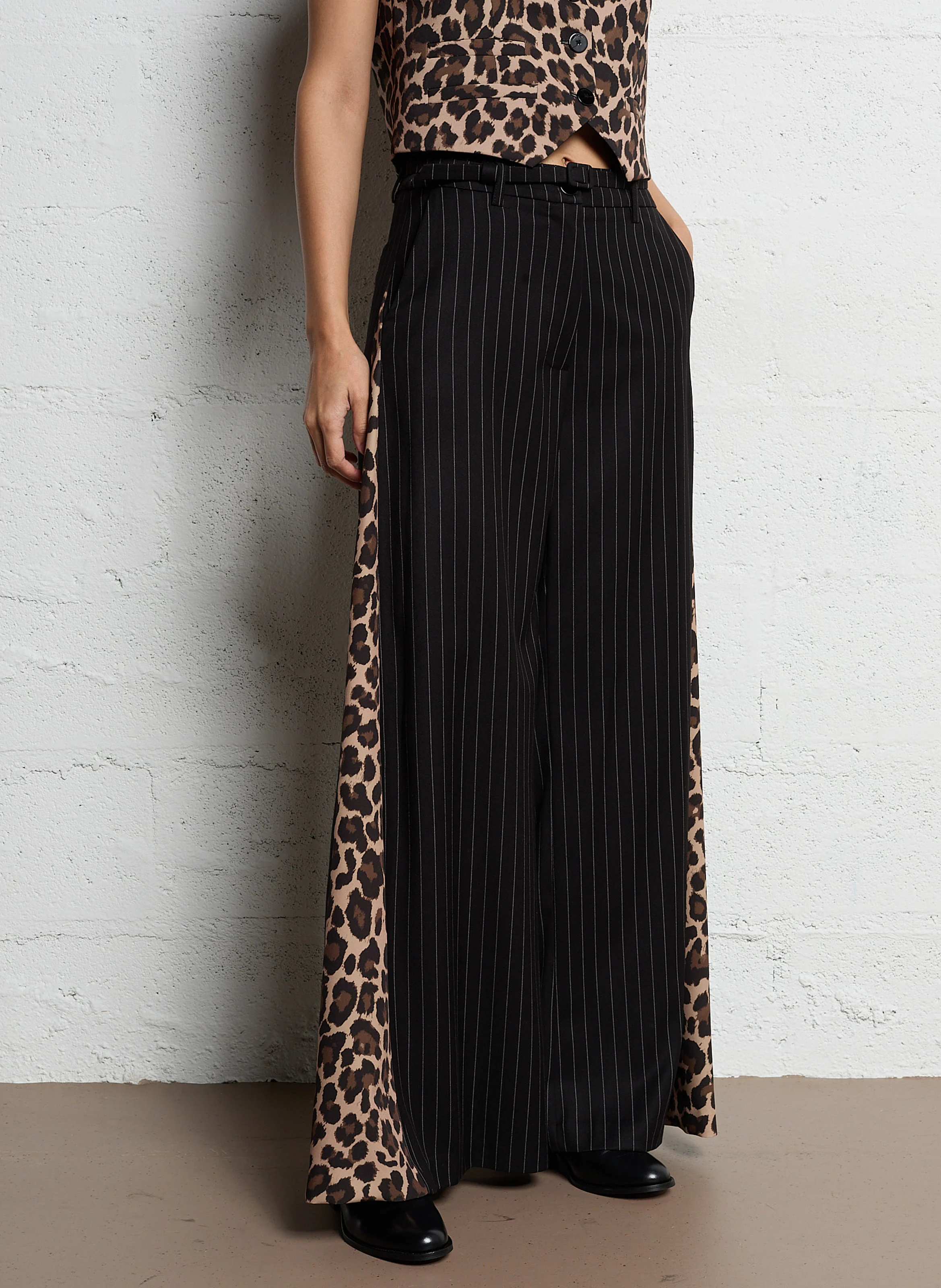 Pantalon palazzo rayé | Noir