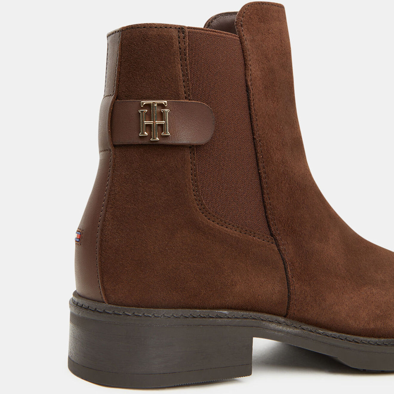 Tommy Hilfiger Chelsea boots en Velours de Cuir Hardware marron