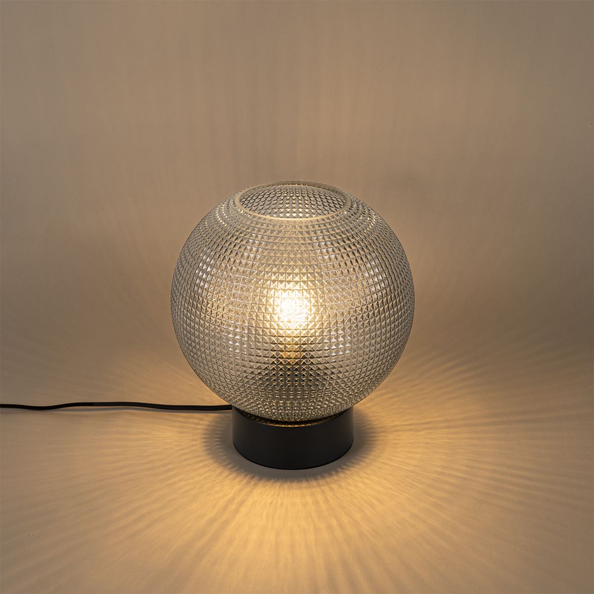 Design tafellamp zwart met smoke glas - Chico