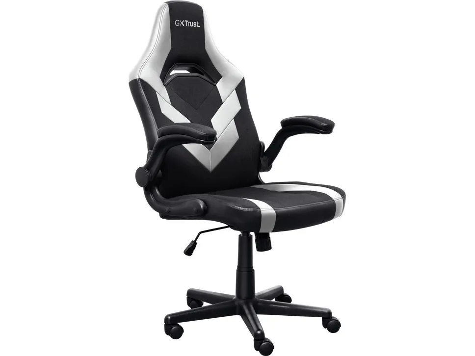 Trust GXT 703W RIYE - Spillestol - armstøtter - L-formet - vippe - drejeled - syntetisk læder, elastisk stof - hvid