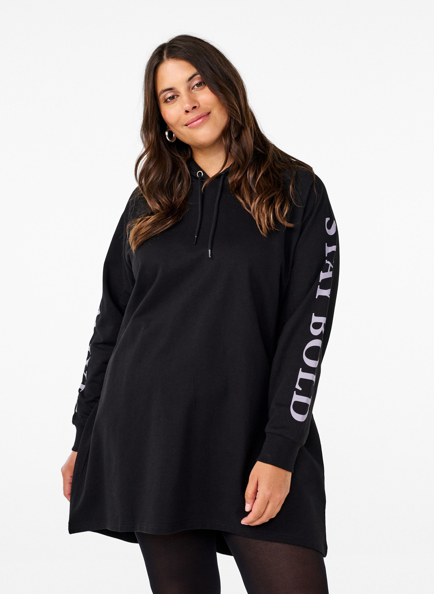 Oversize sweat med print på ærmerne