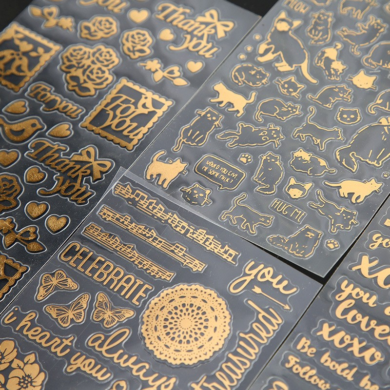 Vintage Sticker Selbstklebende Etiketten Scrapbooking Aufkleber - Gold