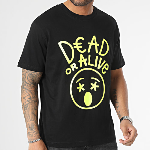 Tee Shirt Oversize Large Dead Or Alive Noir Jaune Fluo