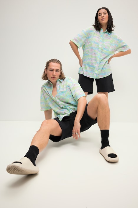 Hawaiihemd, oversized, Alloverprint, Hemdkragen, Halbarm, Unisex
