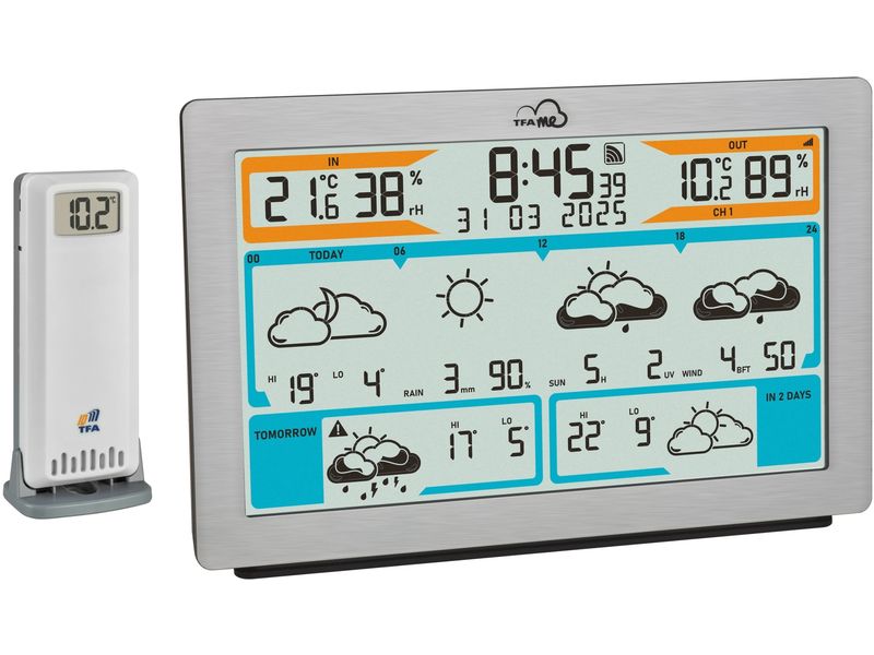TFA Dostmann Wetterstation TFA.me ID-02 WLAN Silber Funk-Wetterstation mit WLAN