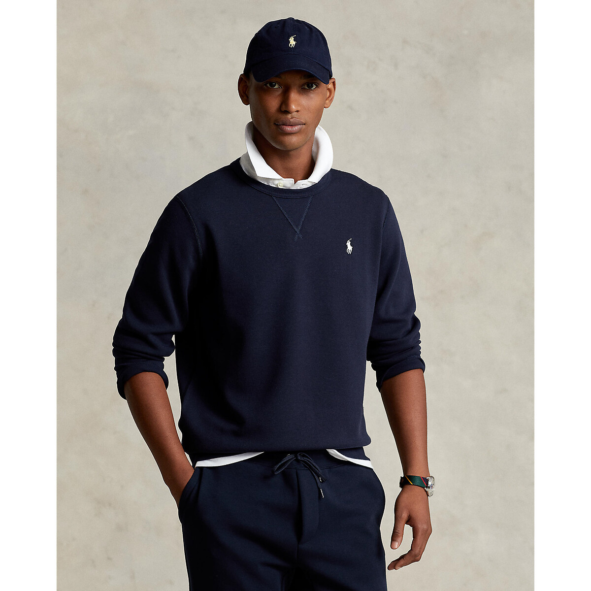 POLO RALPH LAUREN<br>Moletom de algodão com gola redonda e logotipo bordado