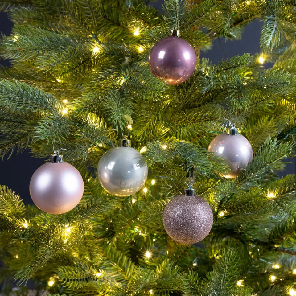 Decoris kerstballen -30x - roze/champagne - 6 cm - kunststof