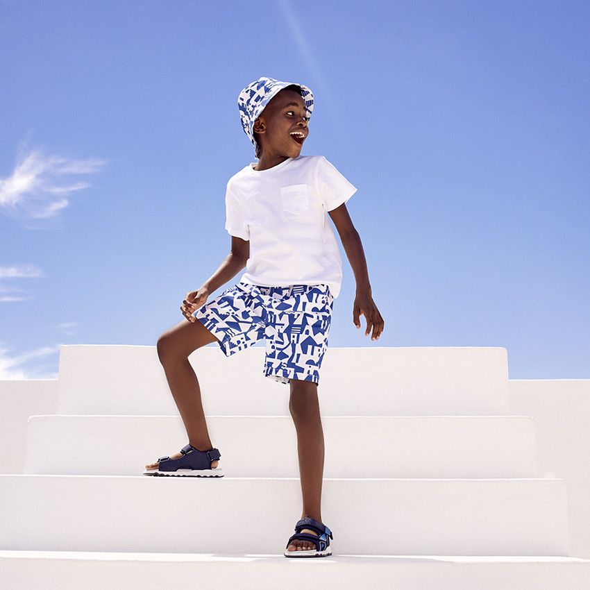 Bermuda imprimé Mykonos pour garçon - Bleu moyen