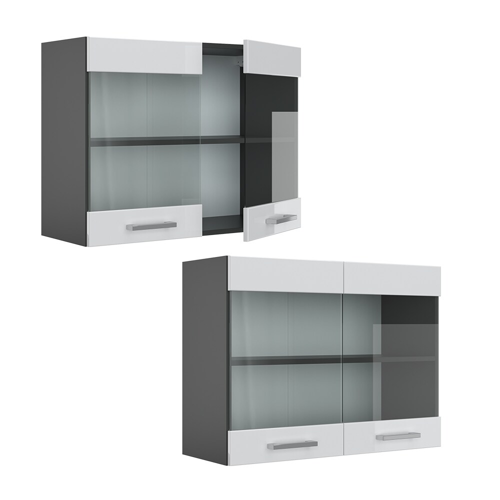 VICCO Küchenschrank Hängeschrank Hängeglasschrank 80 cm R-Line Anthrazit