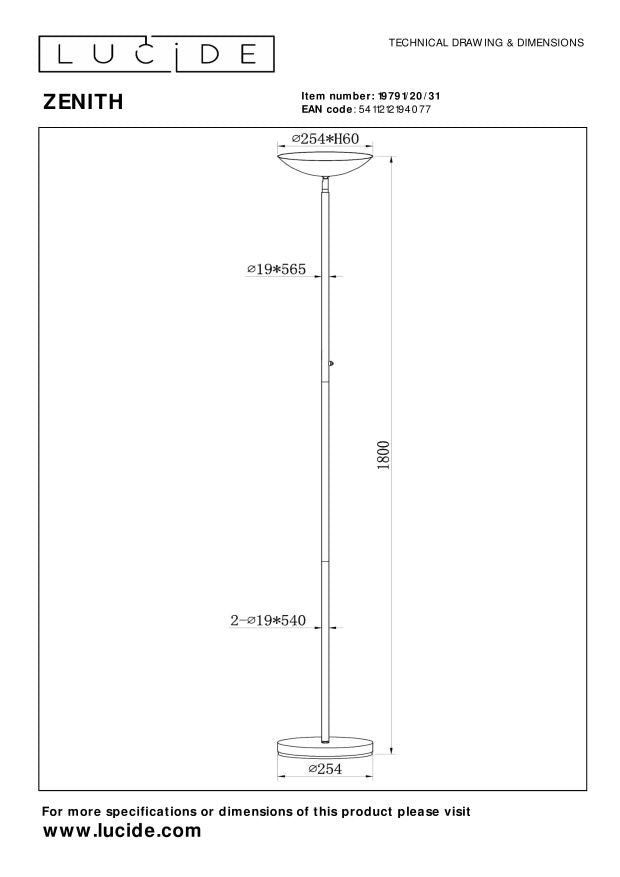 Lucide ZENITH Vloerlamp - Wit