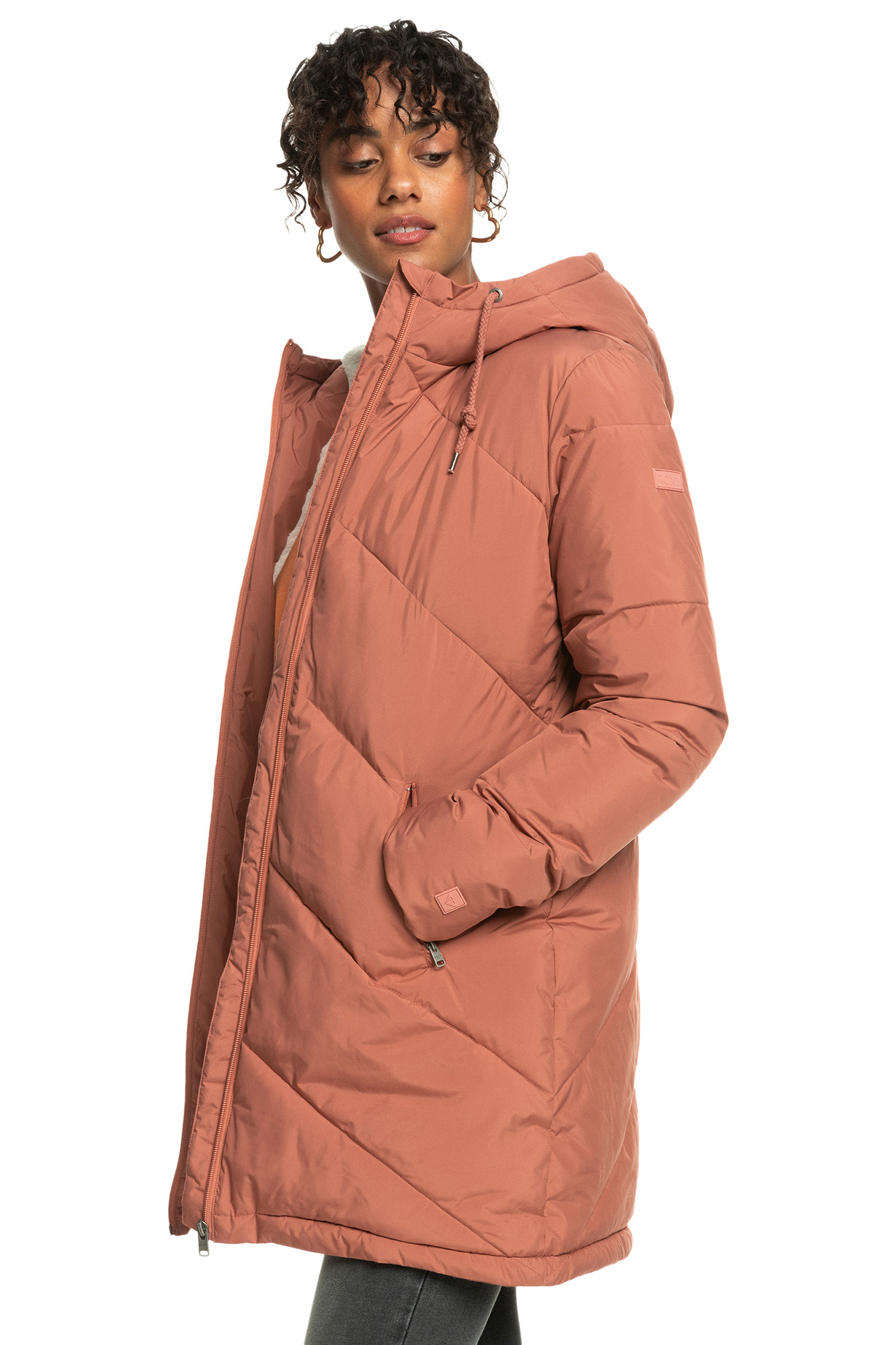 Better Weather™ - Jaqueta feminina longa acolchoada com capuz