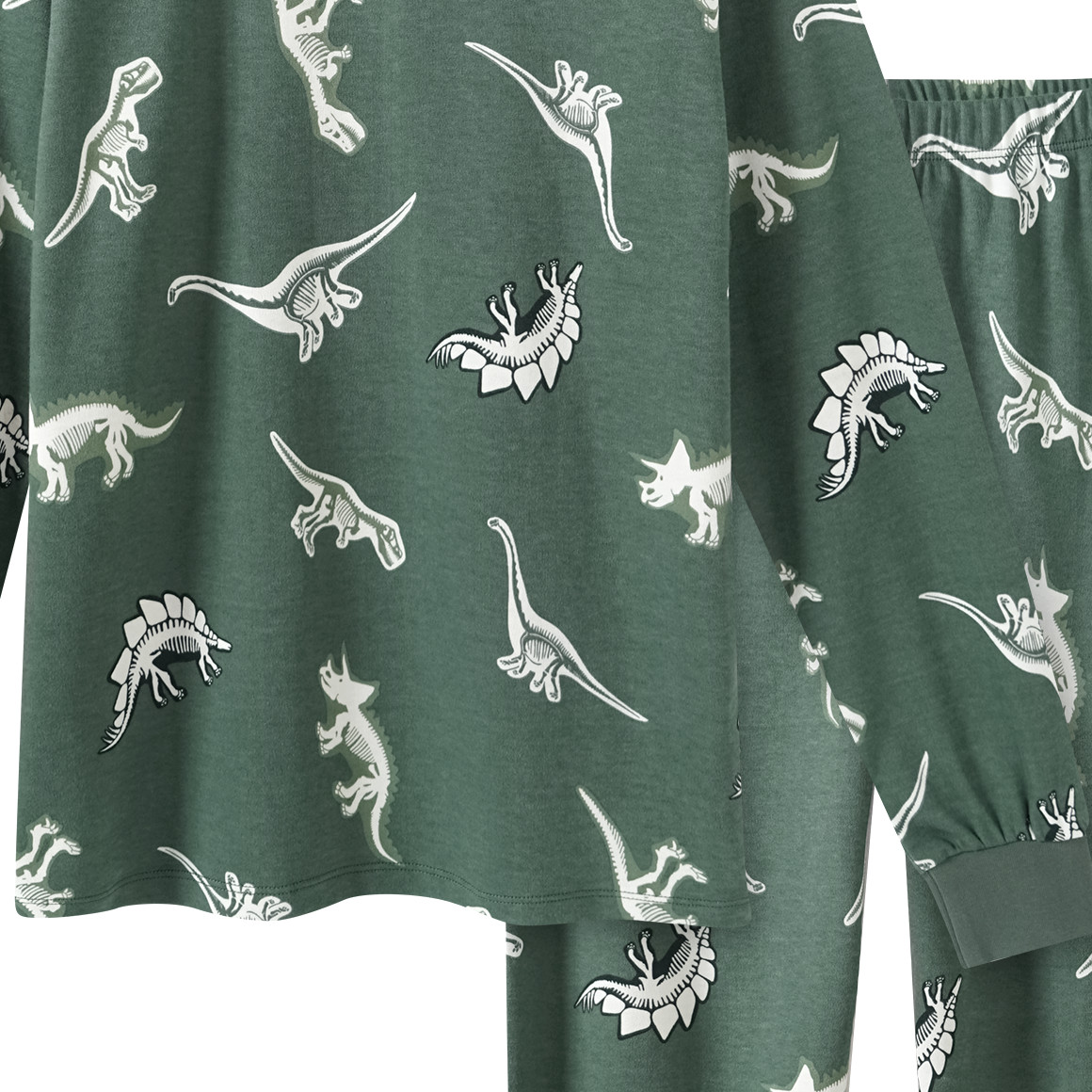 Yigga Jungen Schlafanzug mit leuchtendem Print dunkelgrün