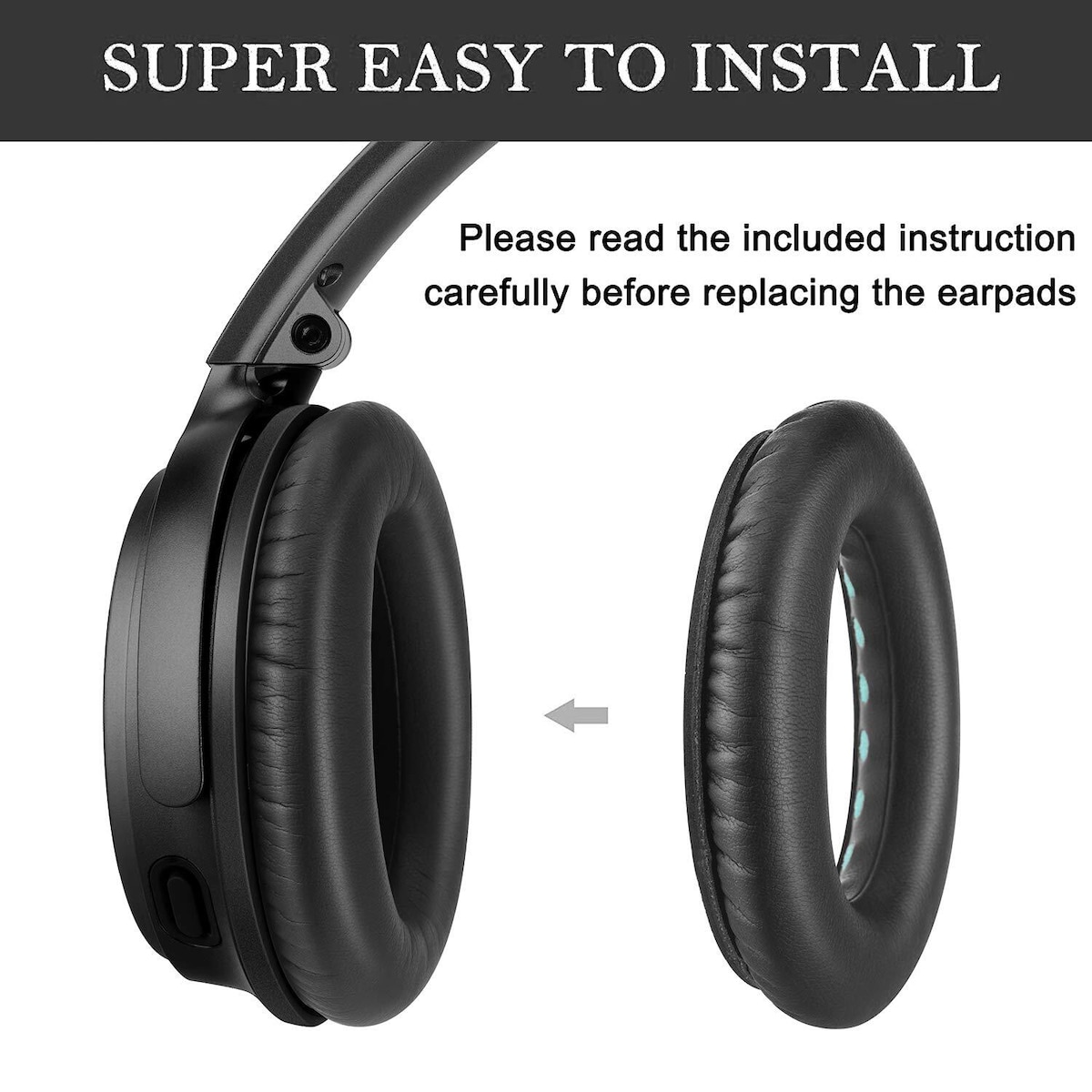 Øreputer for Bose QC35/SoundTrue-hodetelefoner, 1 par Sort
