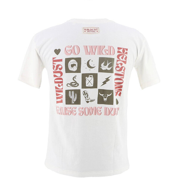Helstons - Wildust - T-shirt femme Go Wild Blanc / Rose / Kaki