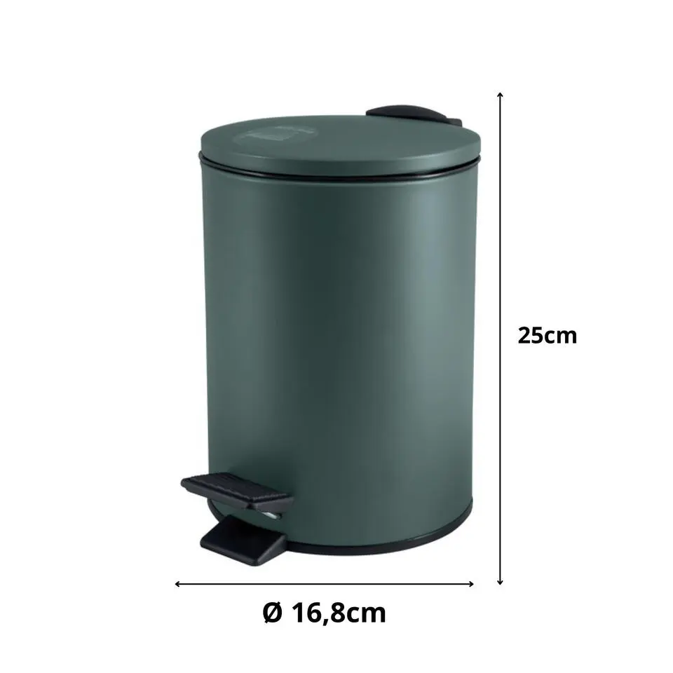 Spirella Pedaalemmer Cannes - donkergroen - 3L - metaal - 17x25cm