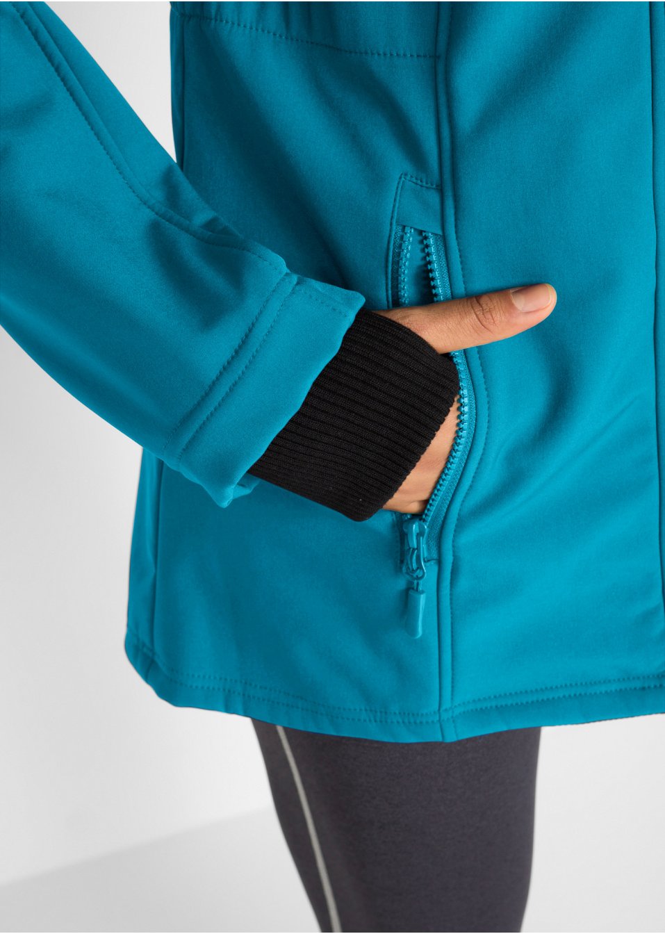 Veste longue softshell imperméable, style 2 en 1