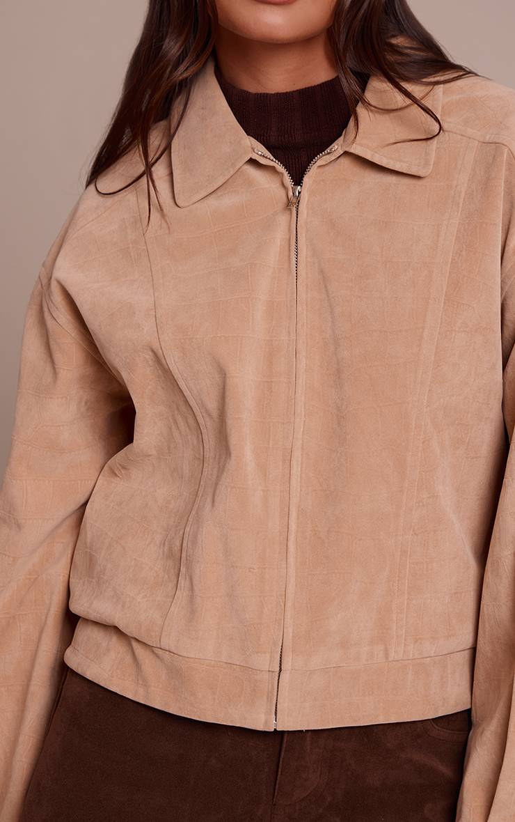 Sable Veste Bomber En Suède Effet Croco