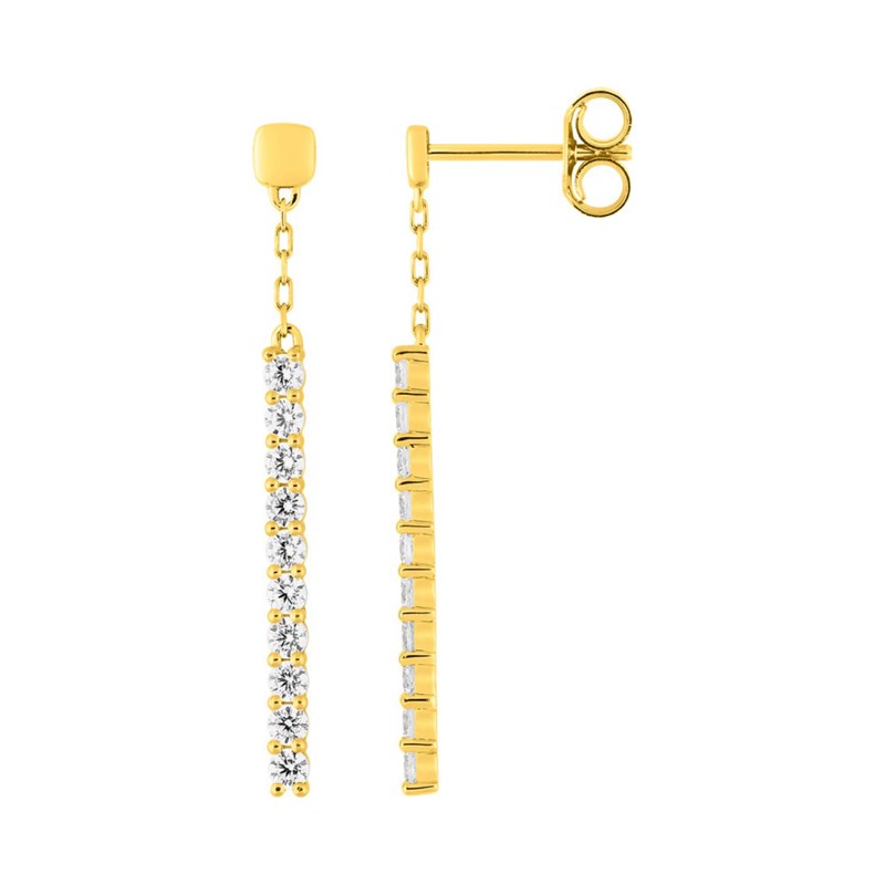 Boucles d'oreilles pendantes femme - Oxyde de zirconium - Or 9 Carats
