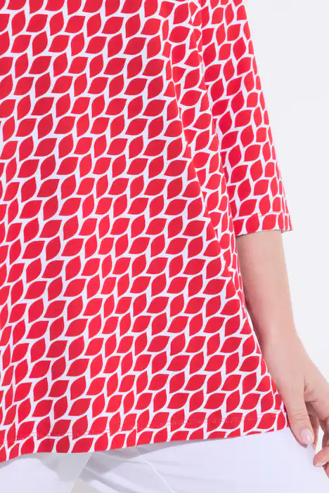 Shirt, Kelchkragen, A-Linie, 3/4-Arm, Pima Cotton, salsa