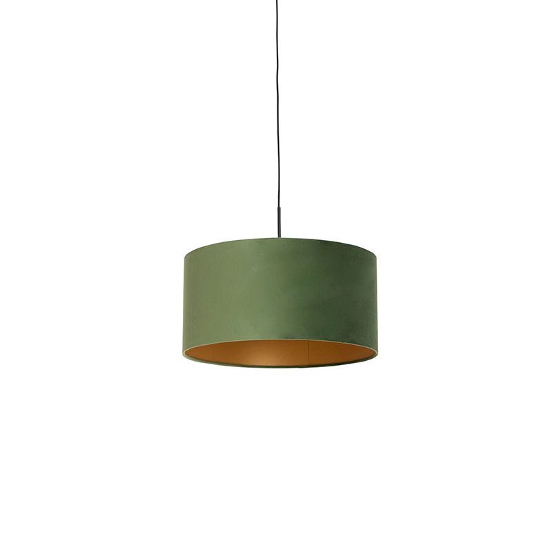 Hanglamp met velours kap groen met goud 50 cm - Combi