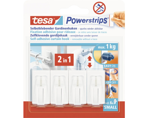 tesa Powerstrips zelfklevende gordijnhaken wit 4 st.