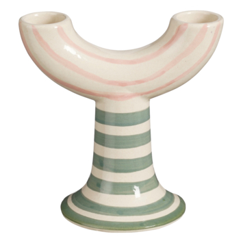 Kandelaar streep roze - h12xd12cm